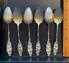 Reed & Barton STERLING SILVER 6 GRAPEFRUIT SPOONS FRUIT HANDLES  ALL  1 BID