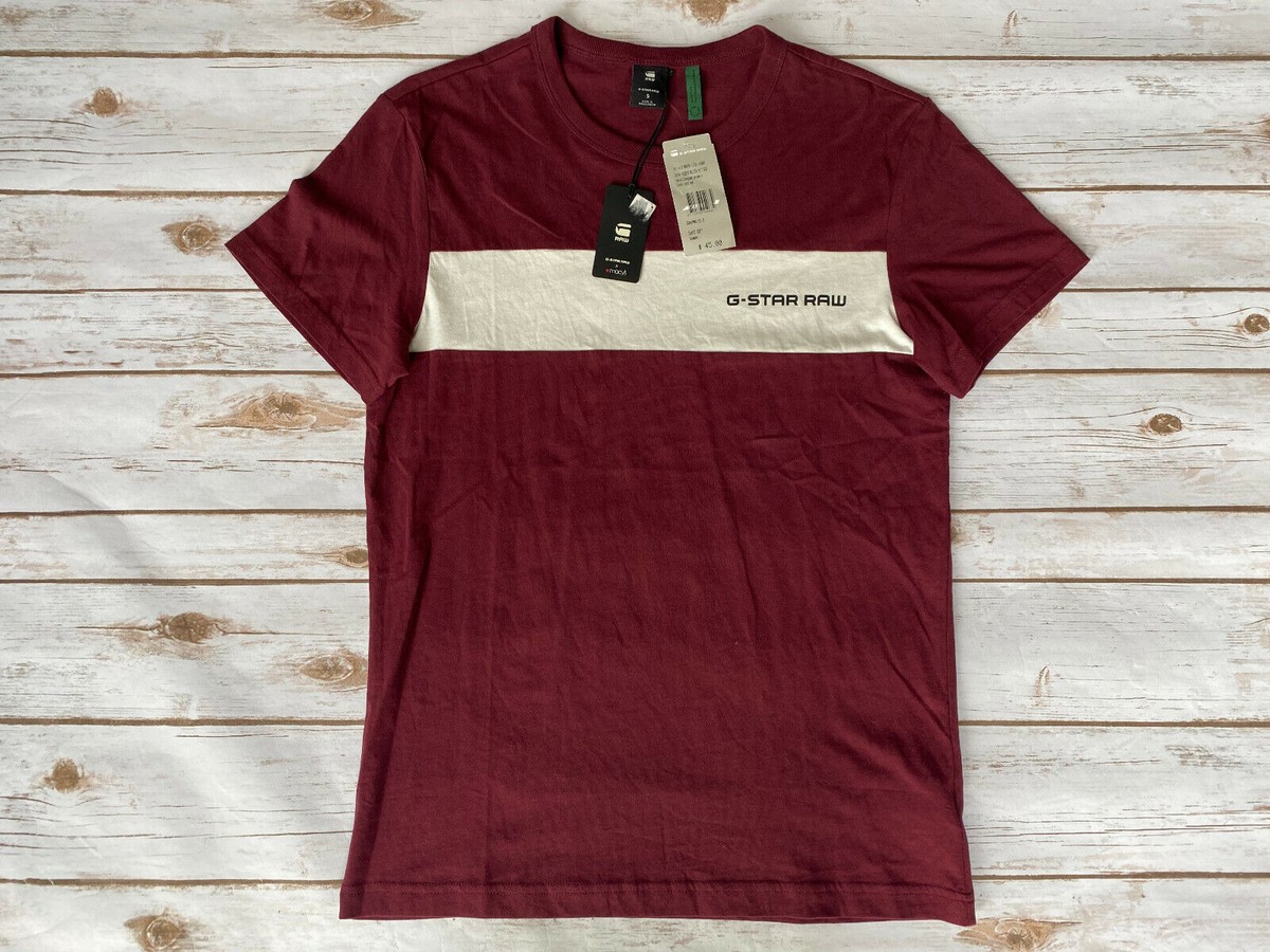 G-STAR RODIS BLOCK PRINT T-SHIRT PORT RED MENS SMALL NEW WITH TAGS