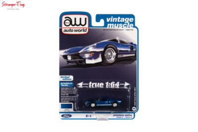 AUTO WORLD AWSP107B 1:64 1965 FORD GT40 MK1 BLAU MIT WEISS FORD G.T. WIPPLEISTE