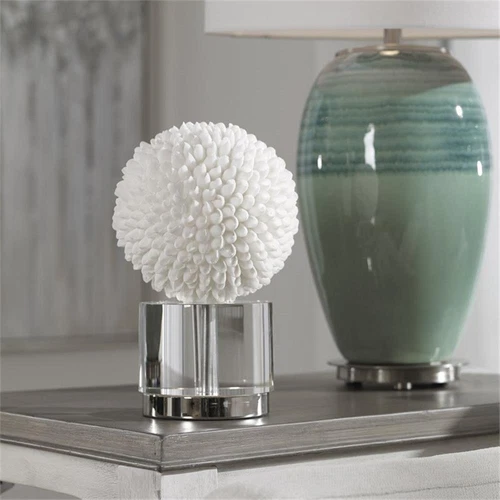 Uttermost Cascara Resin Crystal and Steel Sea Shell Sculpture in White - Picture 4 of 4