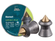 H&N Hornet 150 Count BRASS POINTED 6.35mm .25 Caliber Pellets MADE IN GERMANY