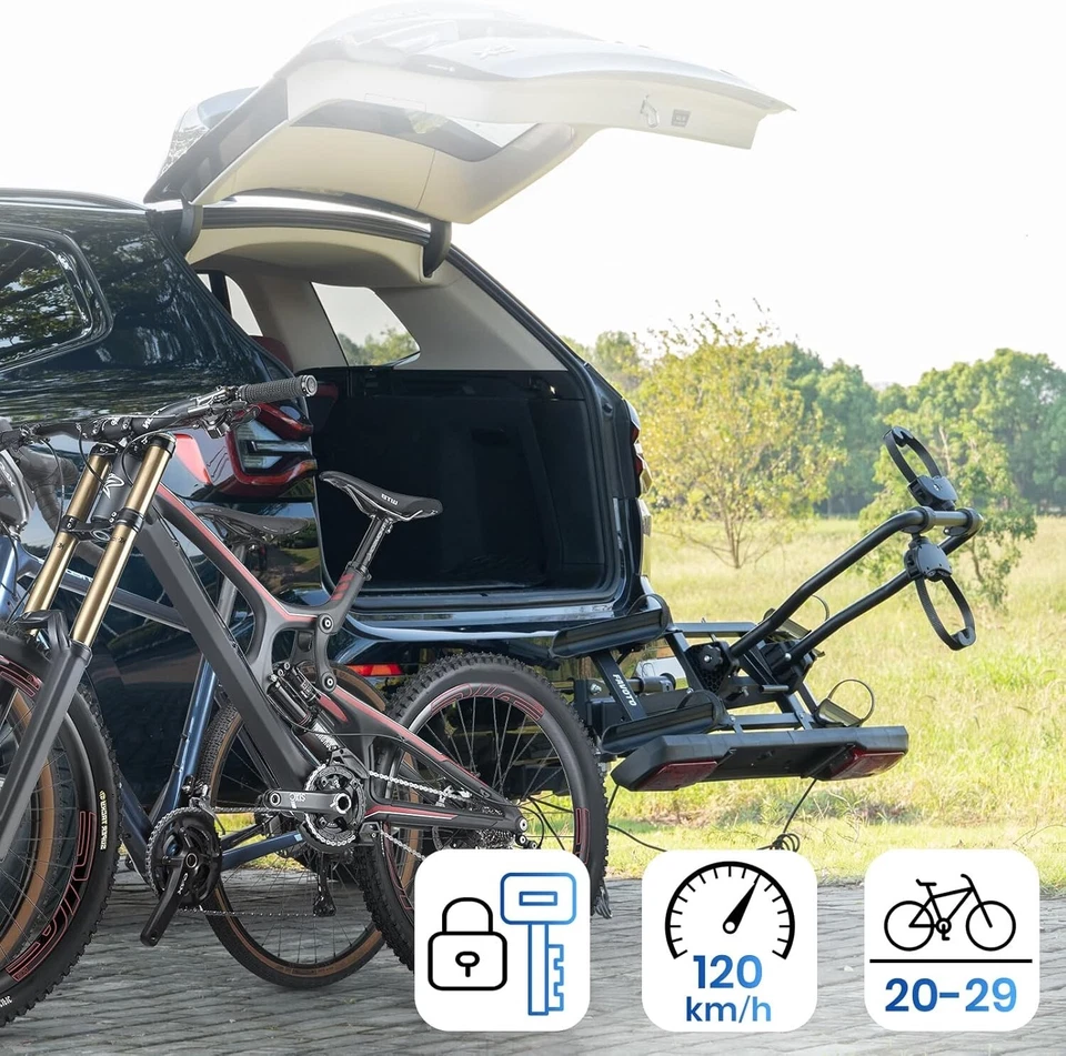 Portabici per Gancio di Traino - Supporto Pieghevole per 2 Biciclette - Immagine 4 di 4