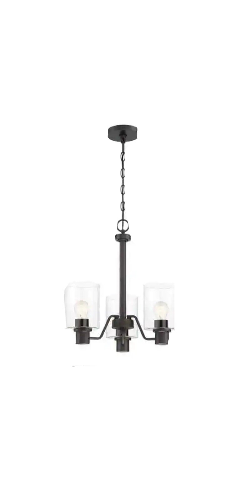 Hampton Bay Castleford 3Light Satin Bronze Chandelier with Clear Glass