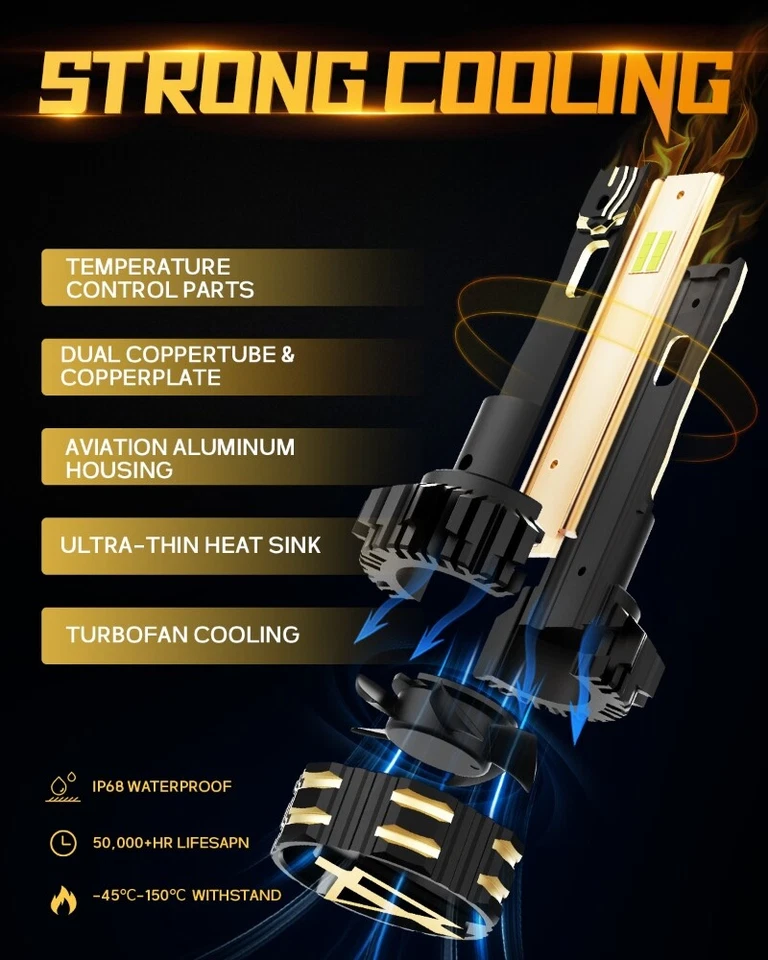 2x Auxbeam H13 9008 Bombillas LED de haz alto y bajo para Ford F-150 2004-2014 Foto 4 de 4