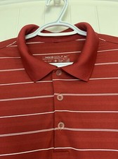 Men  s XL Nike Golf Red  White Stripe Short Sleeve Polo Shirt Dri-Fit