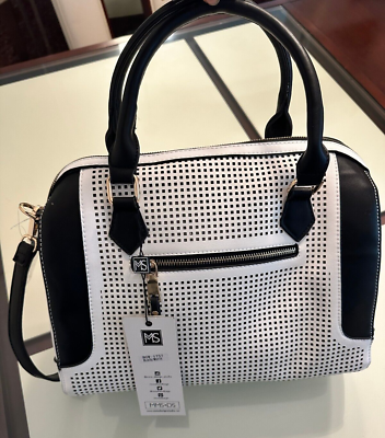 ストラップ MMS Design Studio Cutout Satchel Bag BGW - 1757 BLACK / WHITE
