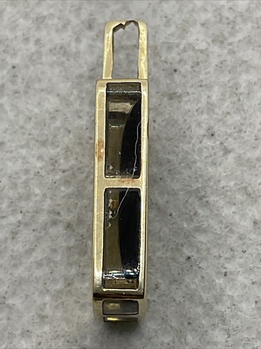 ELEGANT 14K Yellow Gold T/Tone Enamel White CZ INITIAL LETTER “M” Charm Pendant - Picture 7 of 22