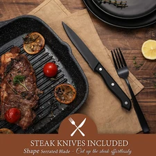 24-Piece Matte Black Silverware Set, Stainless Steel Flatware Cutlery, Kitchen