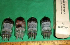 4-Triple Mica 12AT7/6201 Twin Triode Tested GOOD! Short Plate 3-GE & 1-Raytheon