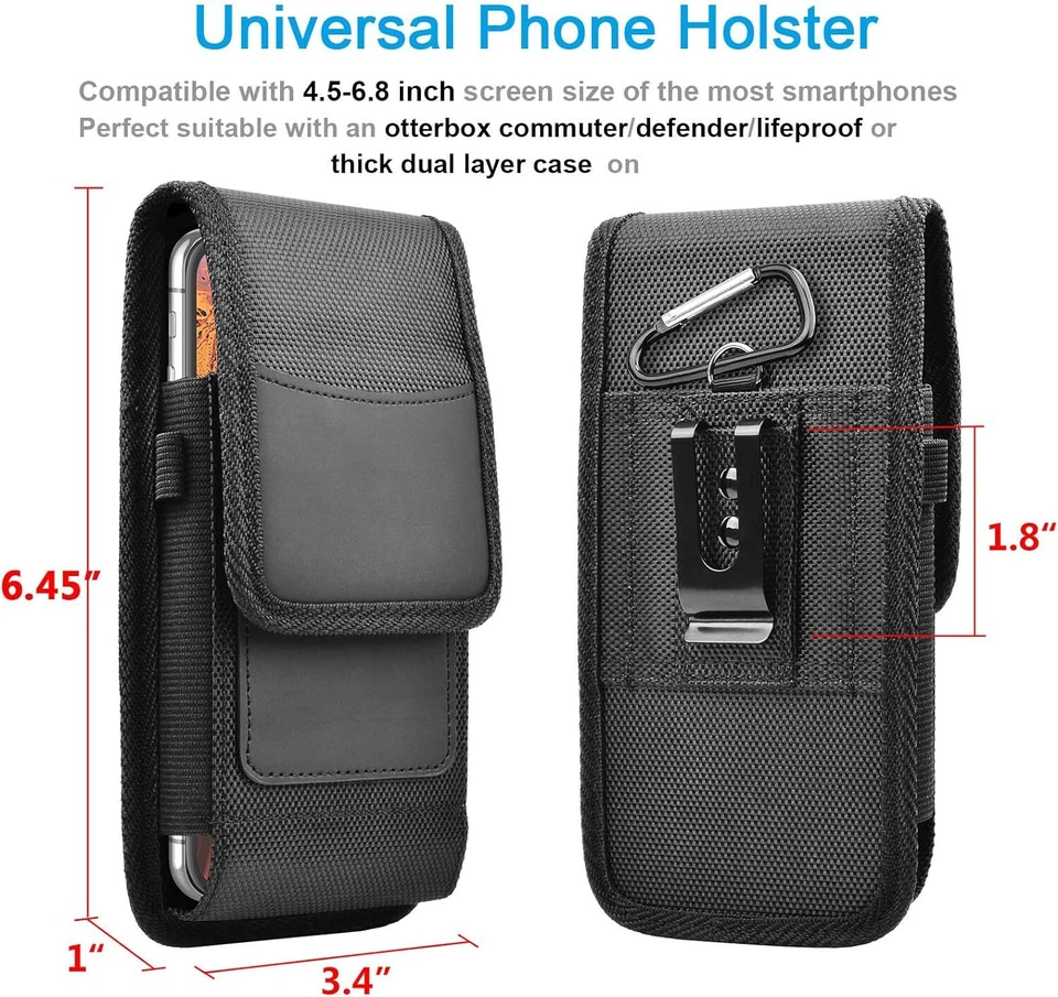 Nylon Cell Phone Holster Pouch Belt Clip Holder Wallet Case Keychain for Samsung - Image 2 of 4