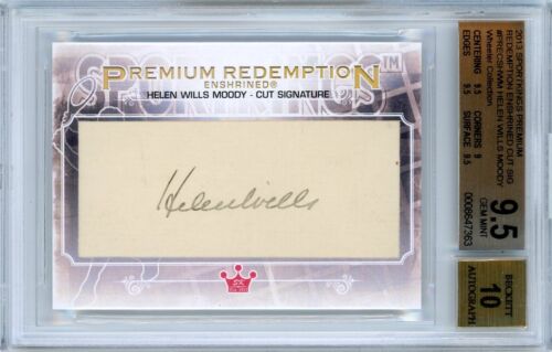 2013 SPORTKINGS VERSHRINED - 1/1 HELEN WILLS MOODY CUT SIG! - BGS 9.5 + AUTO 10