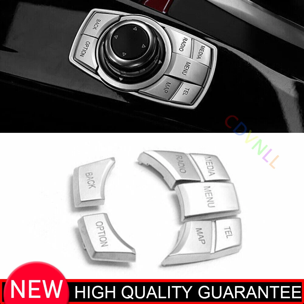 For BMW 3 4 Series 2013-2019 Matte Silver Console Multimedia Button Decor Cover
