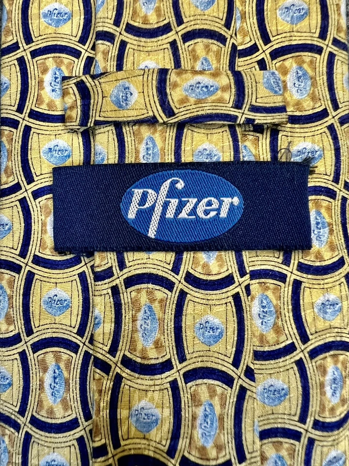 Corbata Pfizer Para Hombre Pequeña Píldora Azul Patrón Geométrico Seda Novedad ¿Qué pasa?! Foto 2 de 4