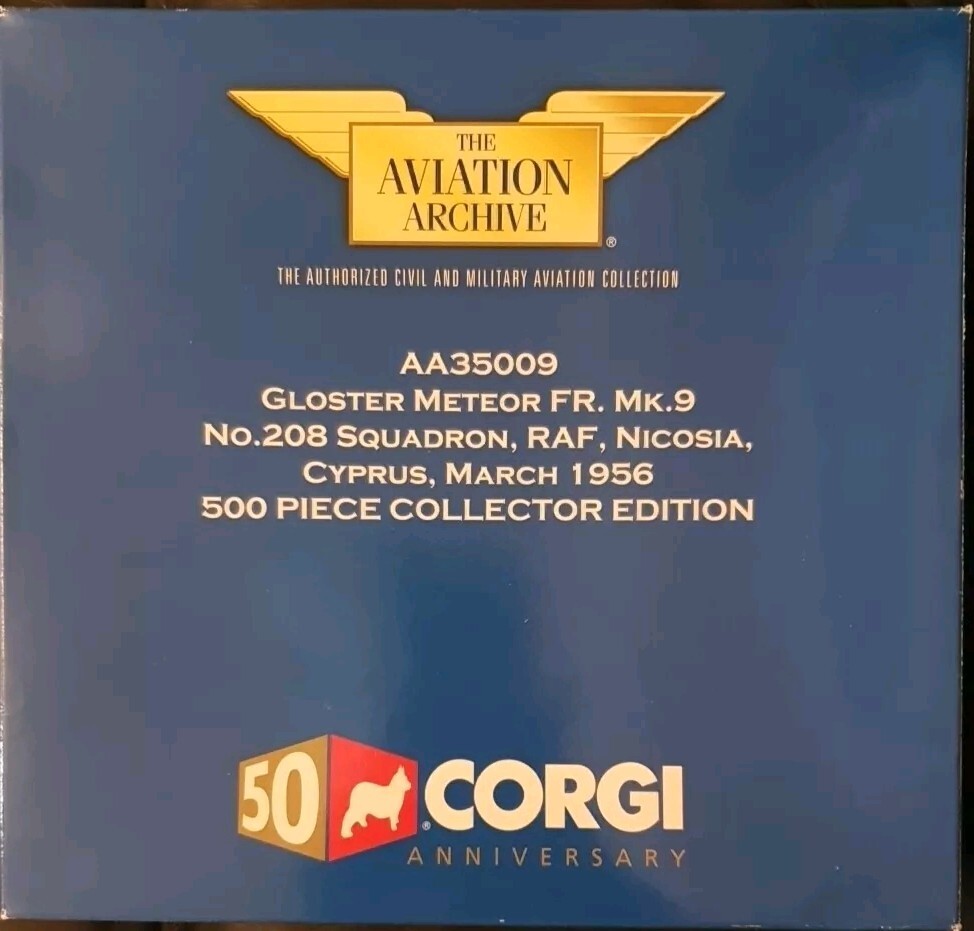 Corgi Aviation Gloster Meteor FR.Mk.9 No.208 Sqn RAF Nicosia Cyprus AA35009