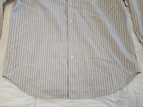Brioni Men's Large Long Sleeve Button Down Up Shirt 100% Cotton Stripe HOLE BX6 - Picture 2 of 24
