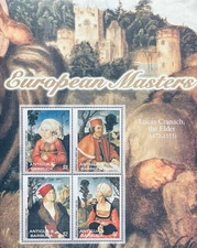 ANTIGUA LUCAS CRANACH THE ELDER STAMPS '03 MNH ART EUROPEAN MASTERS PAINTINGS