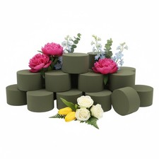 12 Round Floral Foam Blocks Green Cylinder Wet Foam Florist Discs 8cm x 5cm