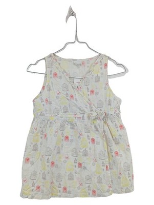 Vertbaudet Mädchen Bluse Ärmellos Vogelmotiv Weiß Baumwolle Gr. 158
