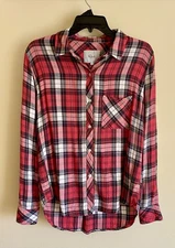 Rails HUNTER PLAID BUTTON UP SHIRT in Scarlet Ash RED & WHITE Long Sleeve SMALL