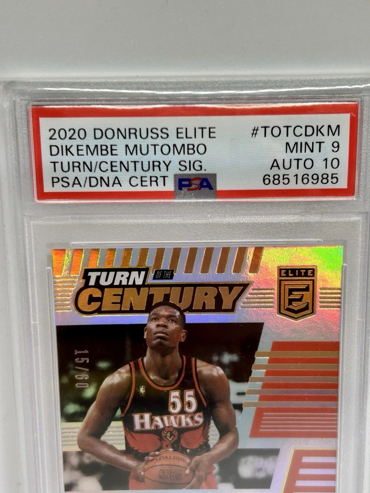 2020 NBA Donruss Elite Dikembe Mutombo Turn Of Century SP /50 AUTO PSA 9 Auto 10 - Image 4 of 4