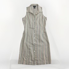 Banana Republic Shirt Dress Size 6 Sleeveless Midi Button Up Multicolor Stripe
