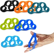 6Pcs Silicone Finger Stretcher Resistance Bands - Finger Exerciser Hand Strength