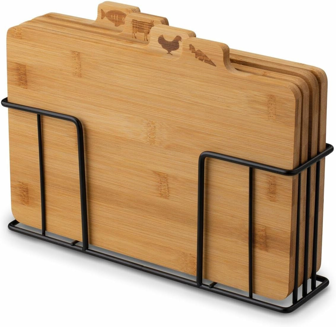 Set Taglieri Cucina Bambù Organico con Stand Salvaspazio Design