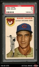 1954 Topps #4 Hank Sauer White Back Cubs PSA 5 - EX