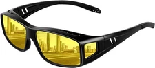 Anti Glare Polarized Night Driving Glasses,Fit Over Prescription Eyeglasses for 