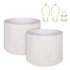 Extra Large Brown Lamp Shades Set of 2 Natural Linen Lampshade 15" Top X 15" ...