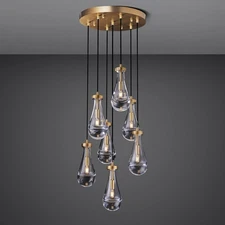 7 Light Raindrop Pendant Lights Gold Ceiling Chandelier Kitchen island Fixture