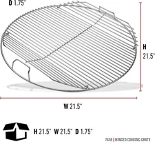 Stainless Steel Hinged Cooking Grate Replacement for 22" Weber Charcoal Grills