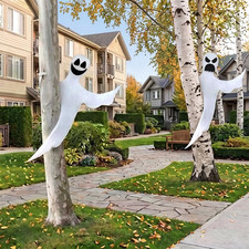 2 Pack 53" Halloween Hanging Ghost Decorations Bendable Halloween Tree Wrap Ghos