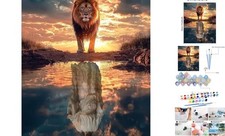 Jesus or Lion Paint by Numbers Kit for Adults,Religious Paint by MT22438-40X50