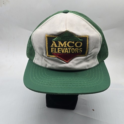 Vintage 80s Amco Elevators Trucker Hat Cap Mesh Snapback OS Patch Indiana
