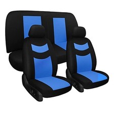 Universal Car Seat Blue  Black Full Set Seat Covers Front  Rear Seats 