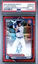 2024 Bowman Draft Chrome Red Refractor AUTO Ty Southisene Cubs Psa 10 Pop 1 #/5