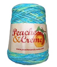 Peaches  Creme Cotton Yarn 14 Oz Cone Ocean Stripes Blue Green Variegated NEW