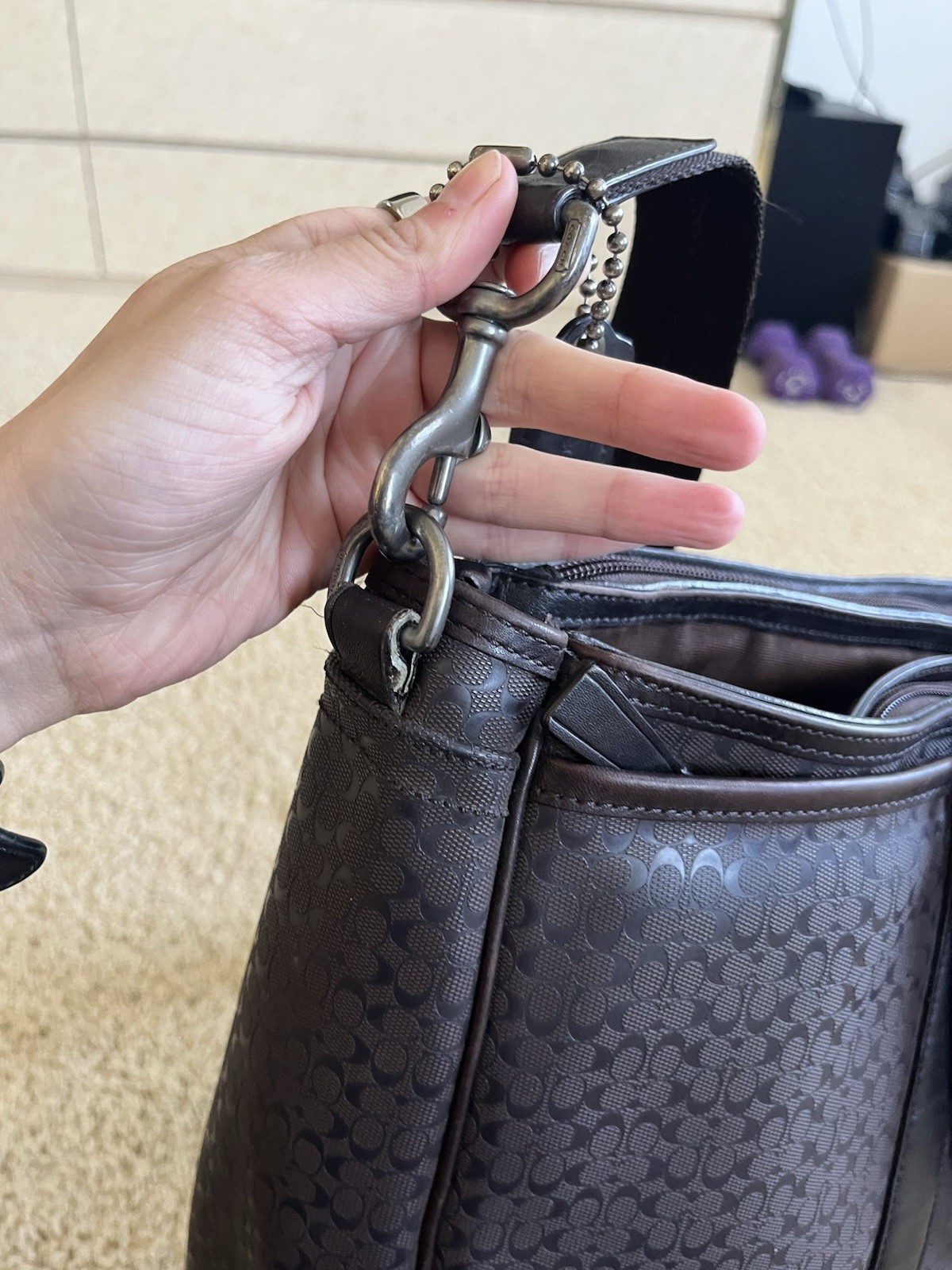 Coach Signature Print and Leather Dark Brown Brief Case image 8