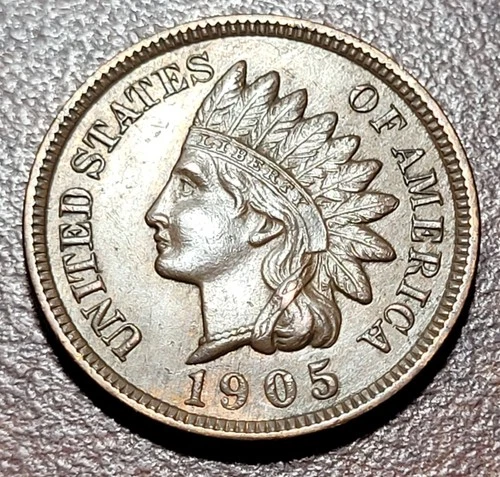 1905 Indian Head Cent Choice AU Original Toning 4 Diamonds IHC IHP Penny
