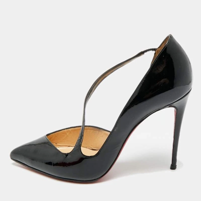 Escarpins Christian Louboutin Jumping taille 38 en cuir verni noir Dorsay - Photo 1/4