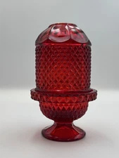 Vtg Viking Art Glass Fairy Light Lamp Diamond Point Glimmer Cadmium Glow 6.25in
