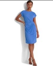 LAUREN Ralph Lauren Twist Front Jersey Dress New England Blue Size 4 New