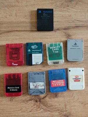 Lot 9 cartes mémoires / Ps1 / Ps2 / PlayStation - Photo 1/4