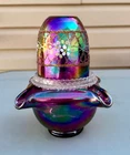 NIB Fenton**HP PLUM CARNIVAL GLASS 3 PIECE FAIRY LIGHT**QVC/Museum Collection