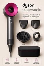 Image of Dyson Supersonic HD08 1600W Hair Dryer Silver/Pink w/ Diffuser Attachments