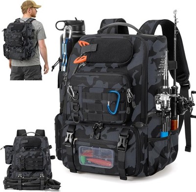 Fishing Backpack with Rod Holders & Cooler 40L Water Resistant
