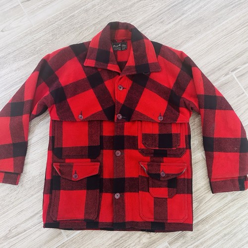Vtg 60’s Hirsch Weis Buffalo Plaid Virgin Wool Mackinaw Hunting Jacket Large 44