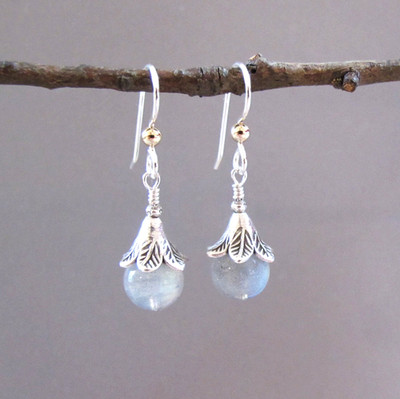 djs Sundance Sol Labradorite Sterling Silver Drop Earrings Floral Boho Wedding