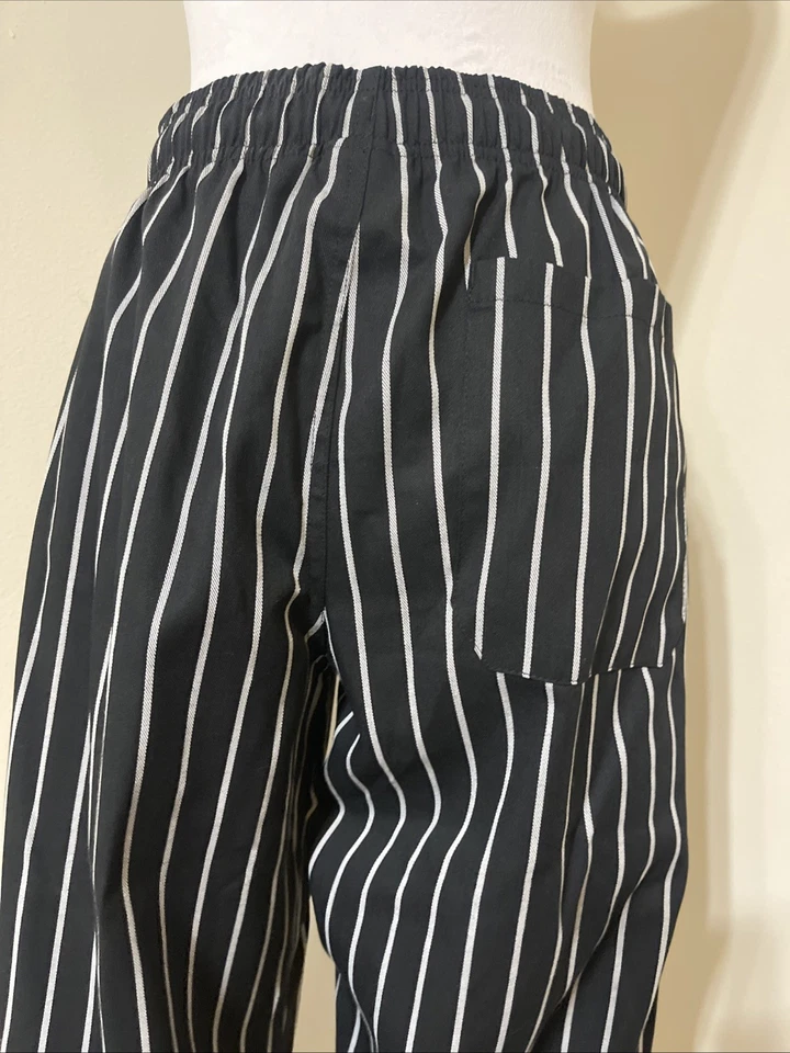 Chef Works Designer Baggy Pants Black Stripe Kitchen Cook Uniform Pockets Men S - Image 4 of 4